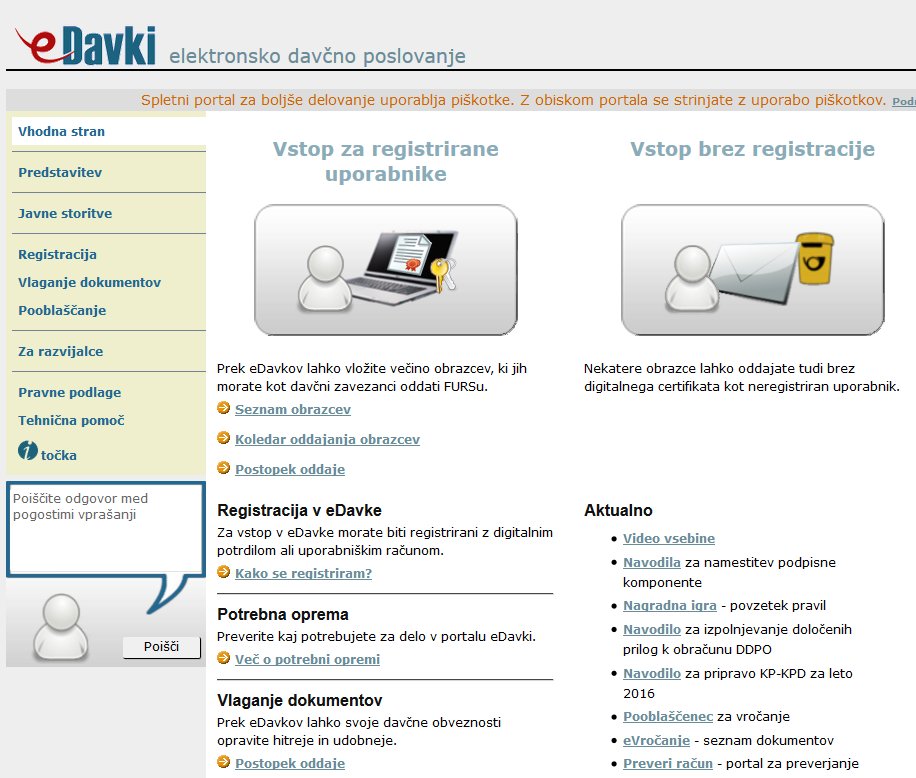 Do portala eDavki tudi brez certifikata